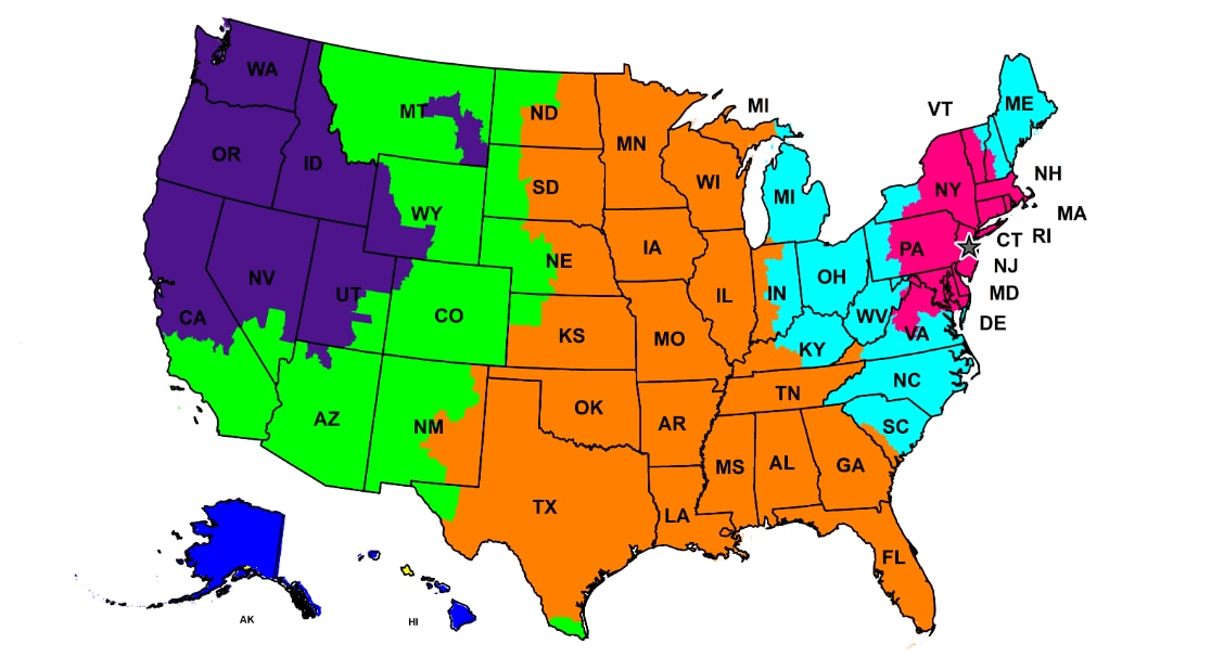 US shipping map